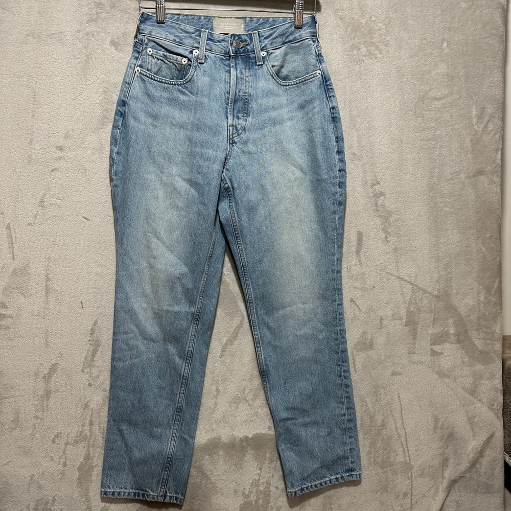 Everlane The Curvy 90s Cheeky Straight Jean Blue Organic Cotton Size 26 Regular